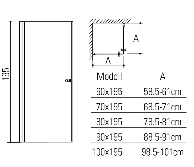 Dusjhjørne rett MATS 90x100 - Bilde 2