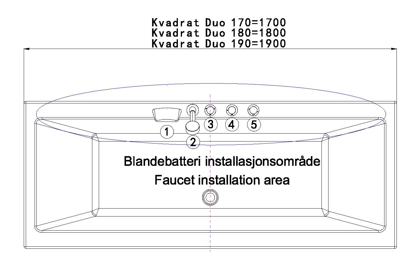 Badekarpakke m/panel KVADRAT DUO 180 - Bilde 2