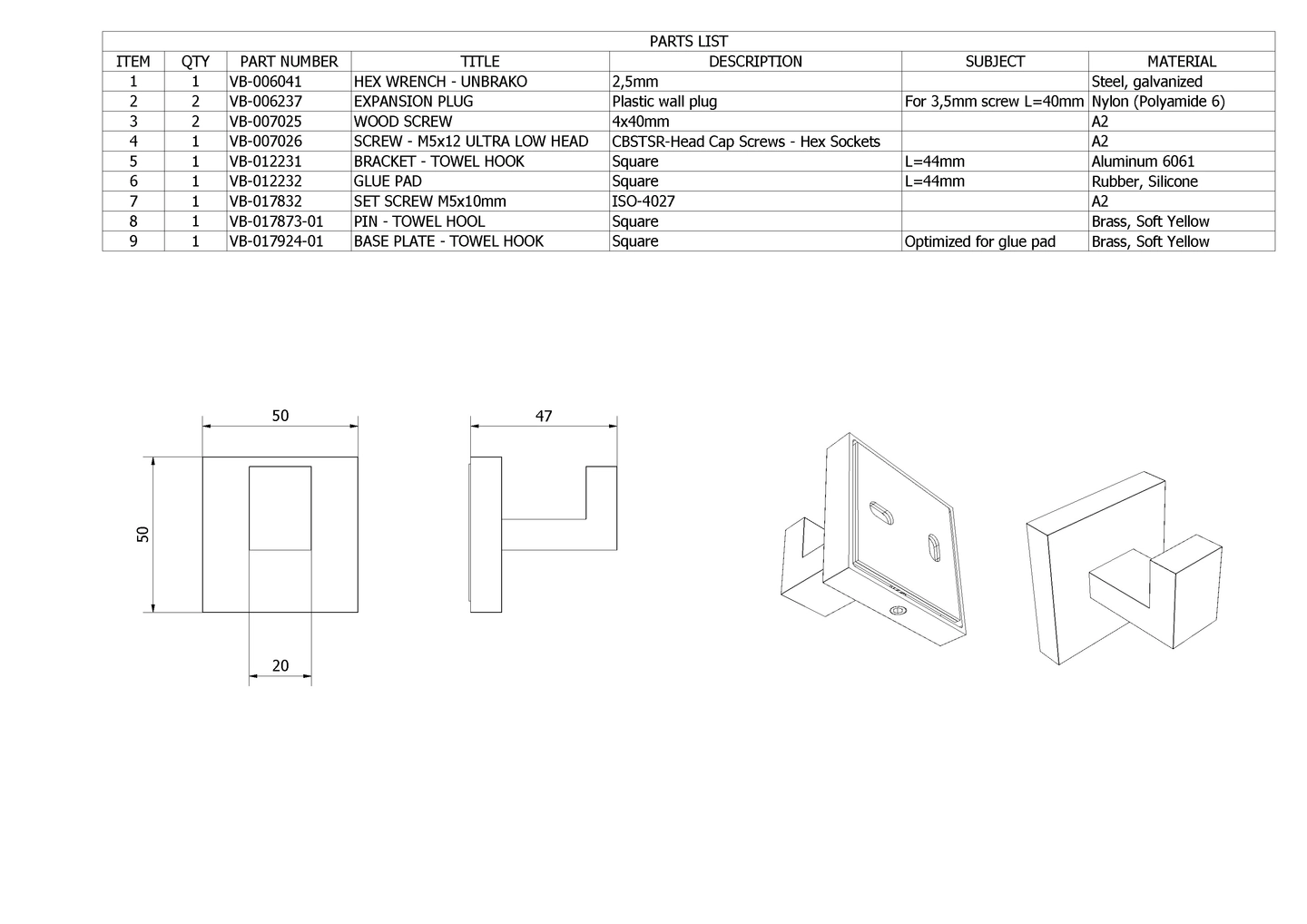 Knagg rett LUNA - Bilde 2