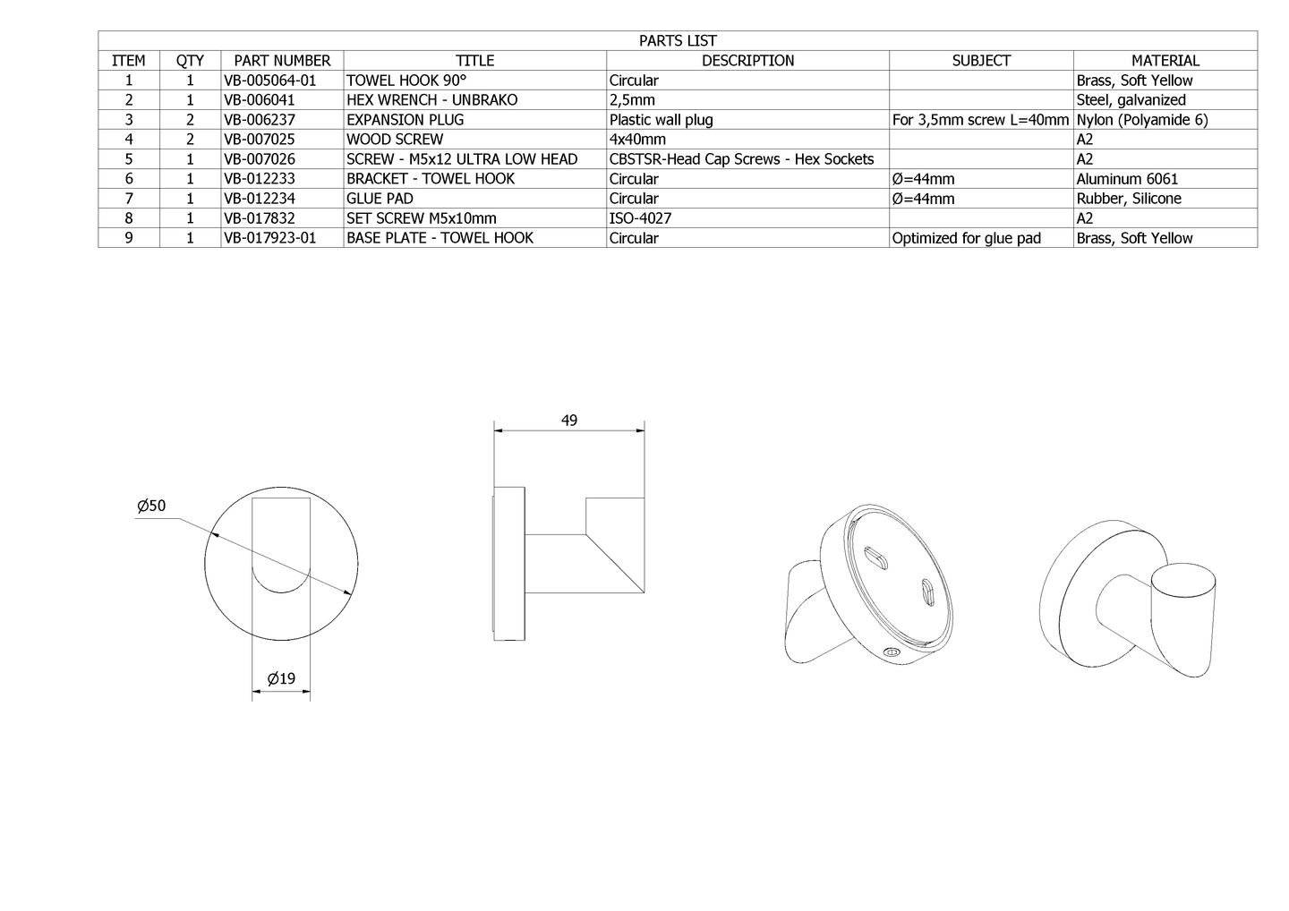 Knagg rund LUNA - Bilde 2