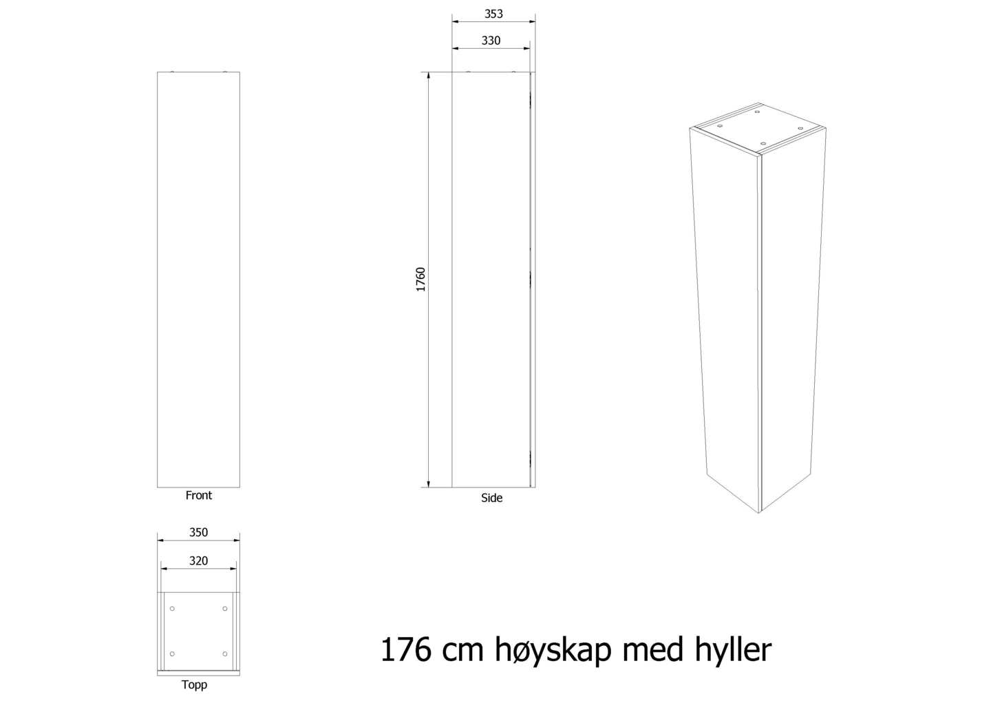 Høyskap slett MIE 176 - Bilde 2