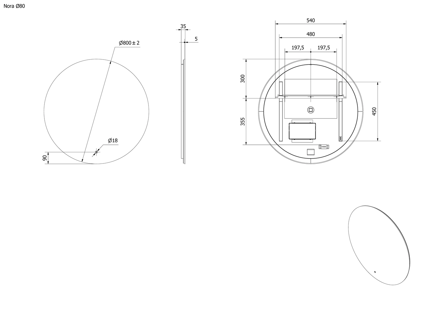 Speil NORA 80 - Bilde 2