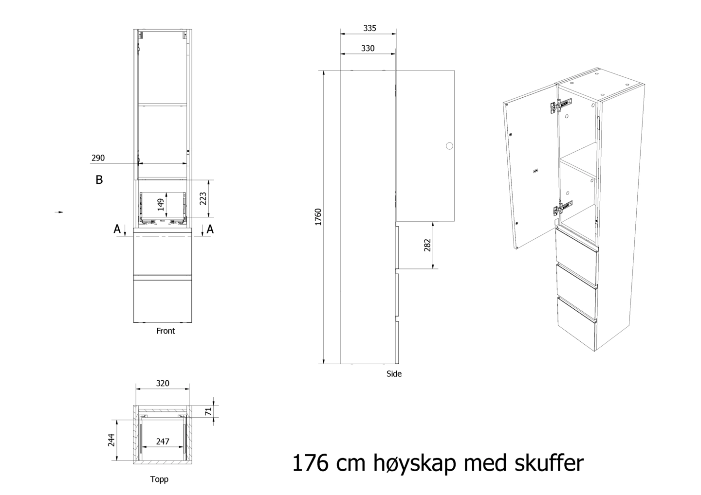 Høyskap stav MIE 176 3S - Bilde 3
