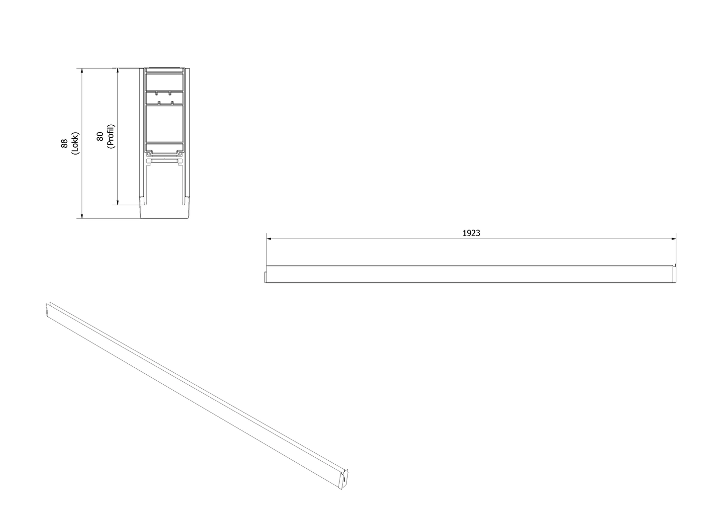 Utfellingsprofil glassfelt LIAM +50mm - Bilde 2