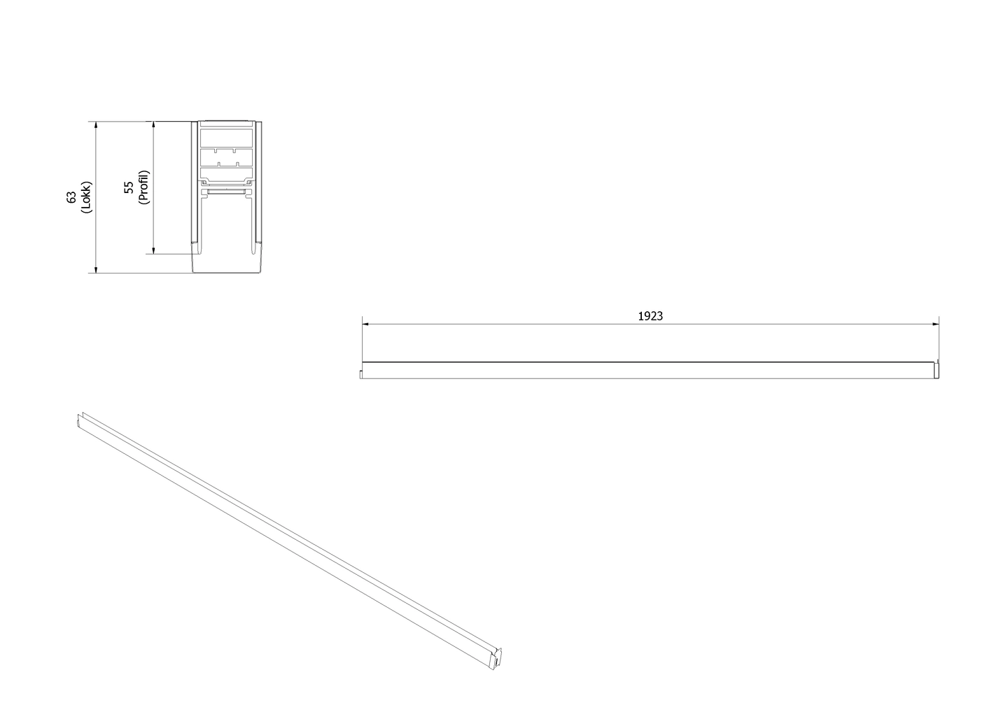 Utfellingsprofil glassfelt LIAM +25mm - Bilde 2