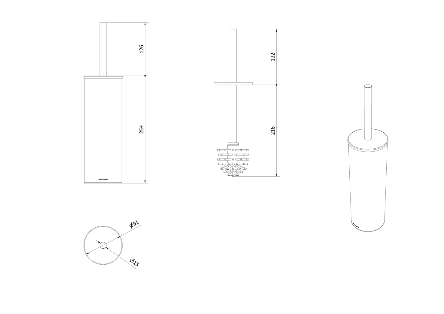 Toalettbørste rund gulvstående - Bilde 2