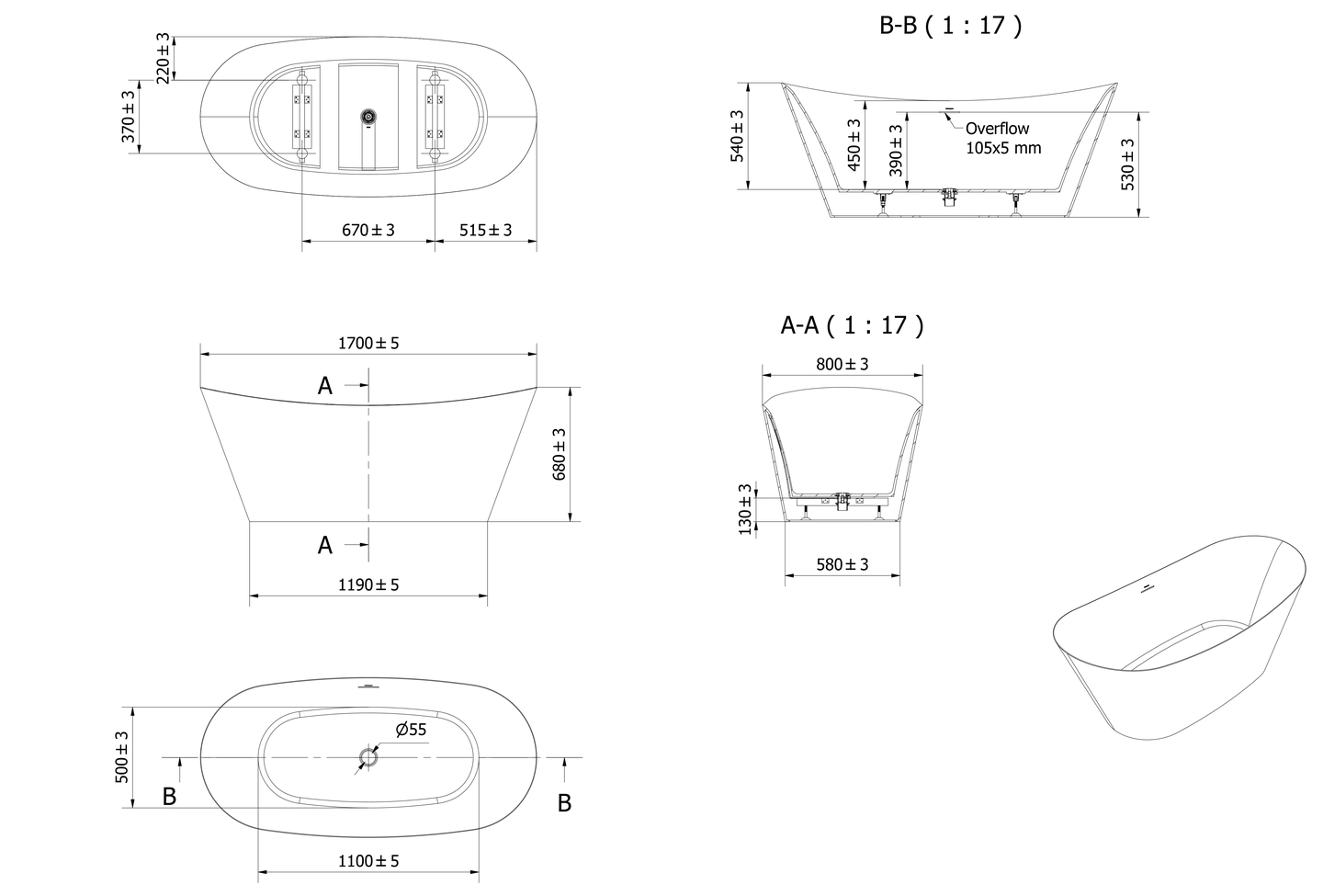 Badekar HOLVIGA 170 - Bilde 4