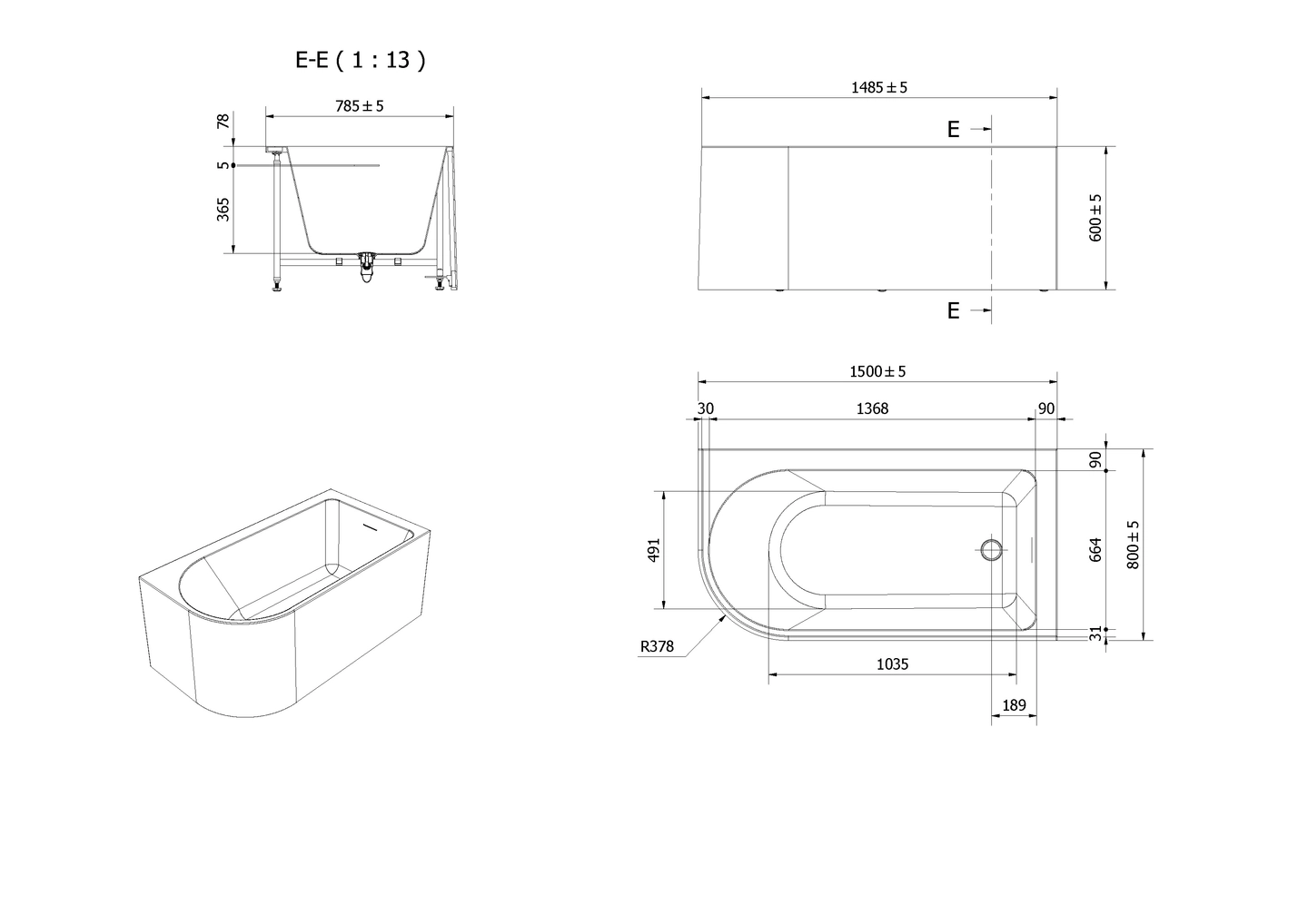 Badekar VESSØY 150 H - Bilde 2