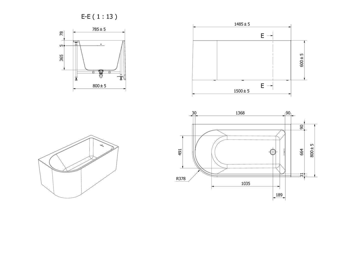 Badekar VESSØY 150 H - Bilde 3