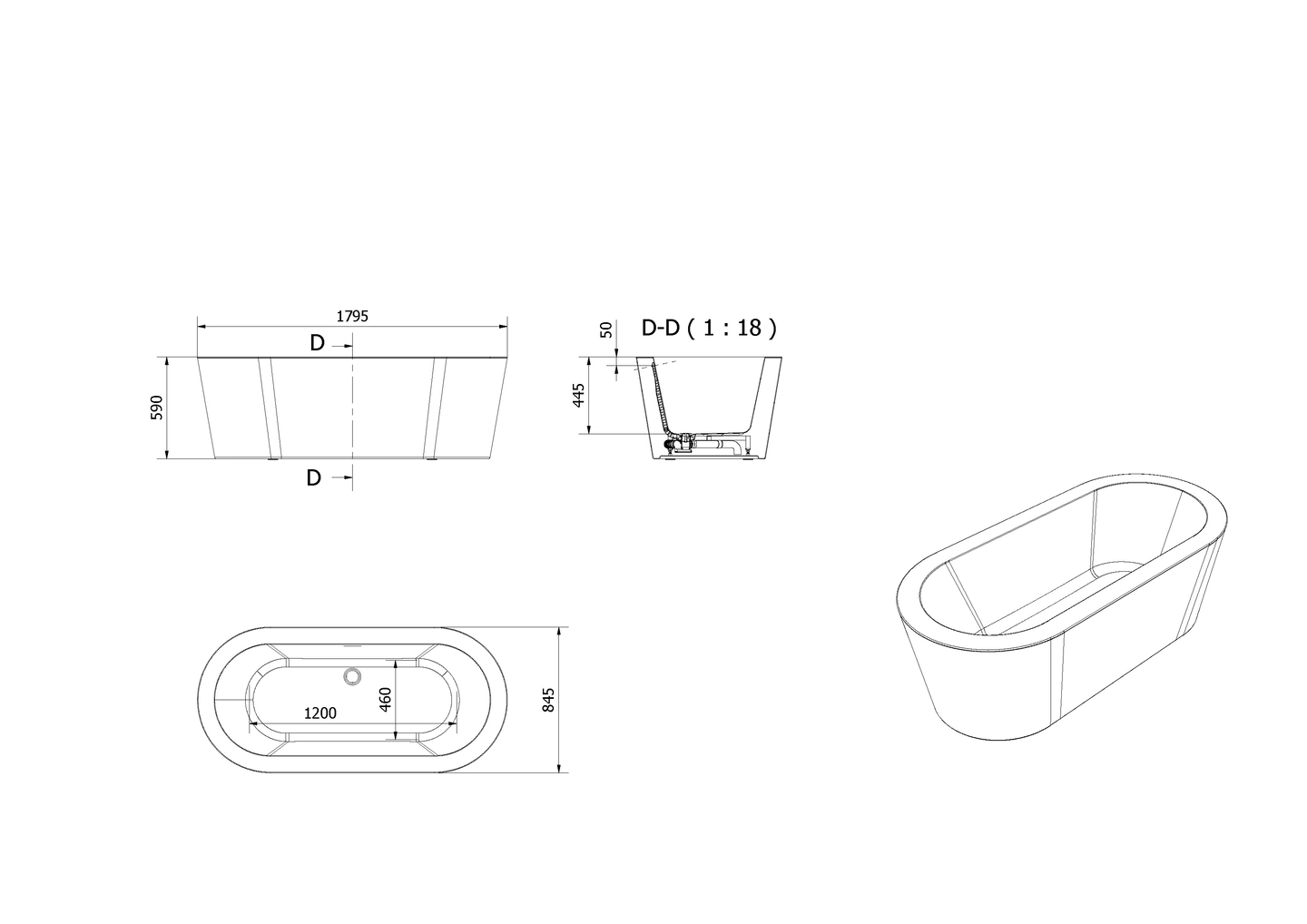 Badekar RAND 180 - Bilde 2