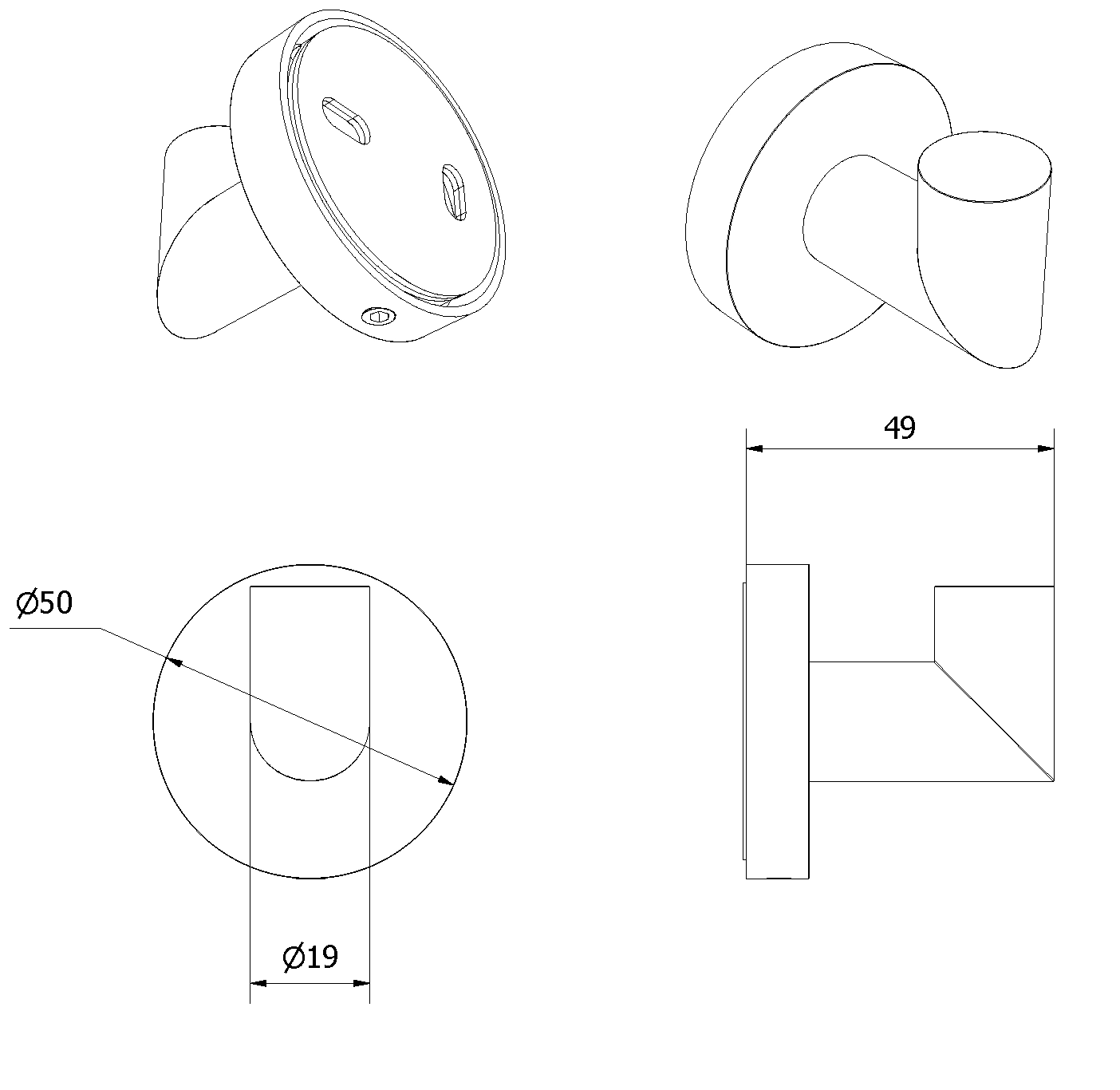 Knagg rund LUNA - Bilde 2