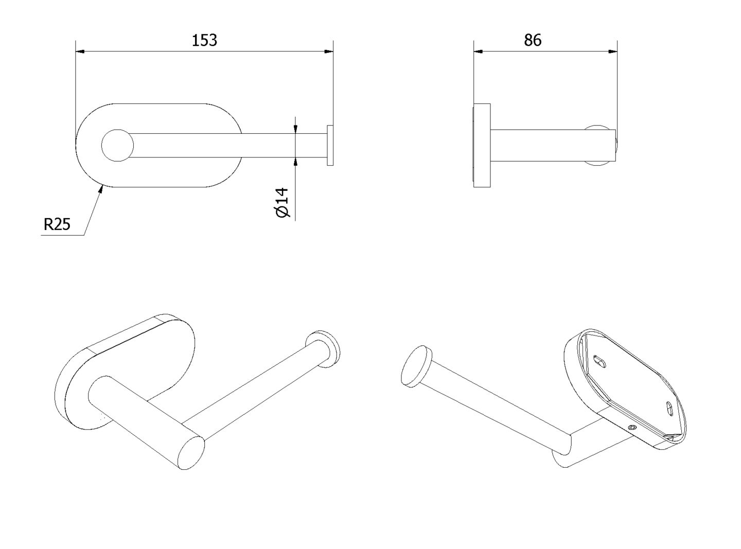 Toalettrullholder rund LUNA - Bilde 2