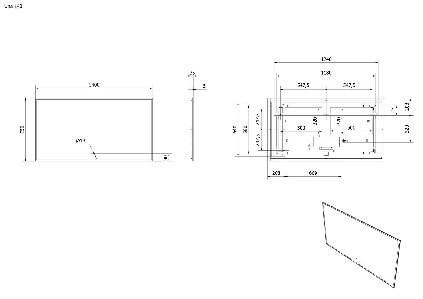 Speil UNA 140 - Bilde 2