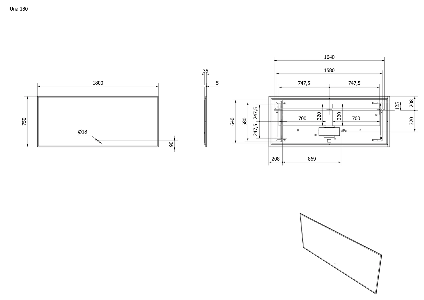 Speil UNA 180 - Bilde 2