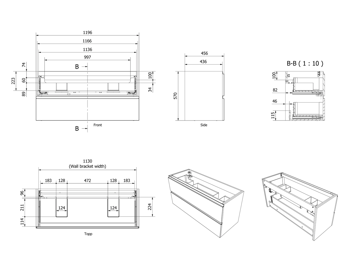 Servantskap rille MIE 120dbl - Bilde 3