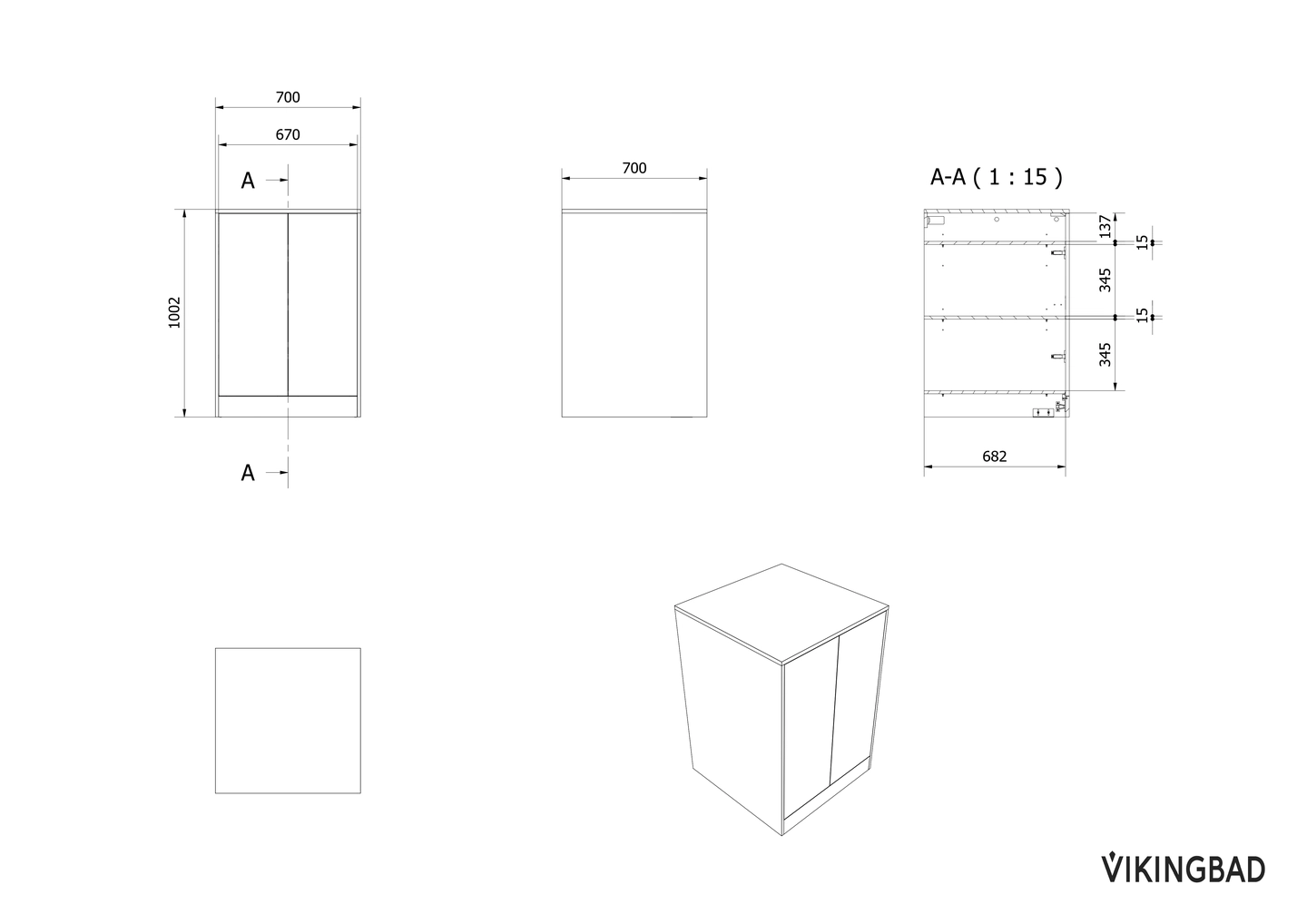 Innbyggingsskap lavt Fay saloon m/hyller - Bilde 2