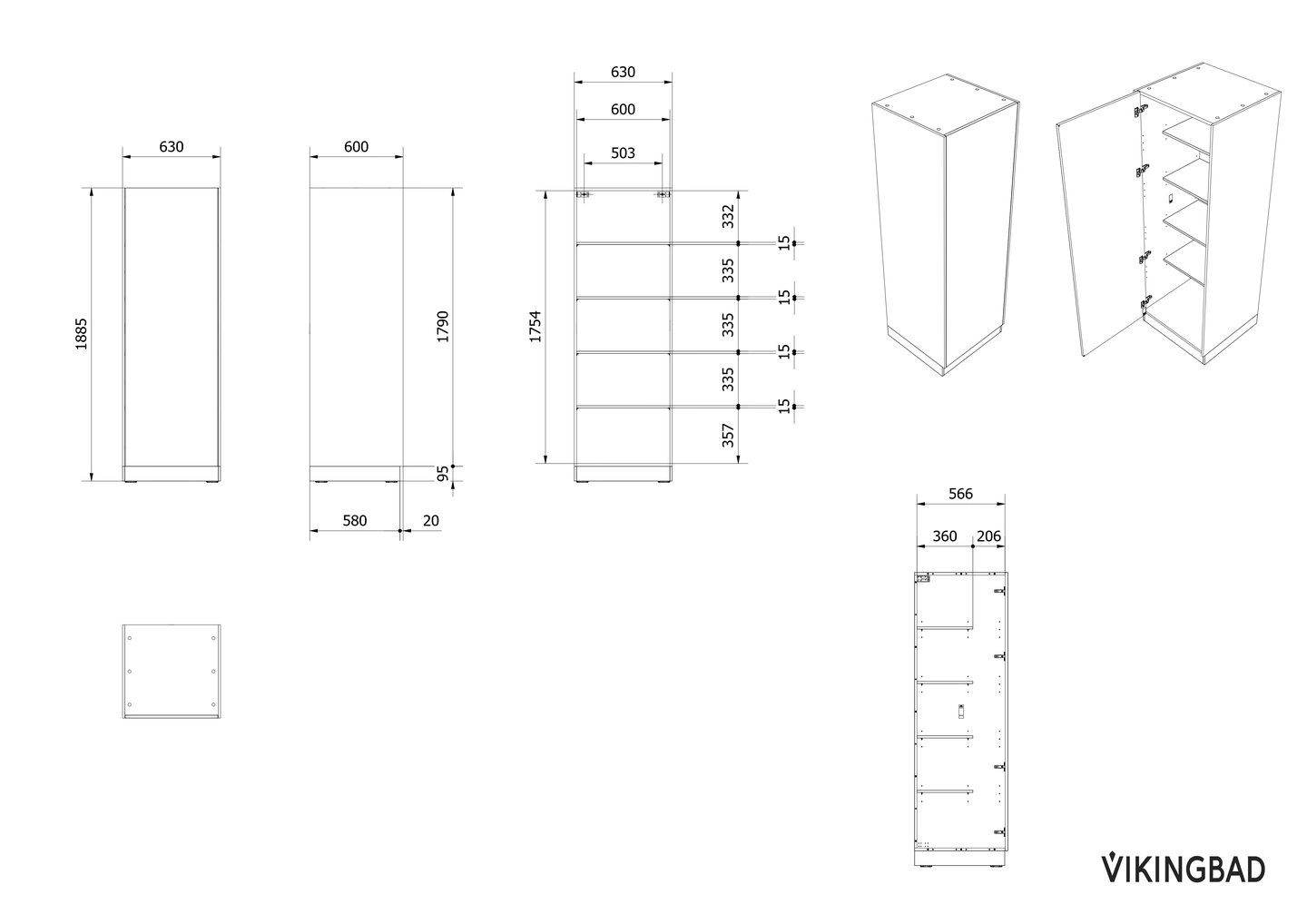 Høyskap slett Fay grunne hyller - Bilde 2