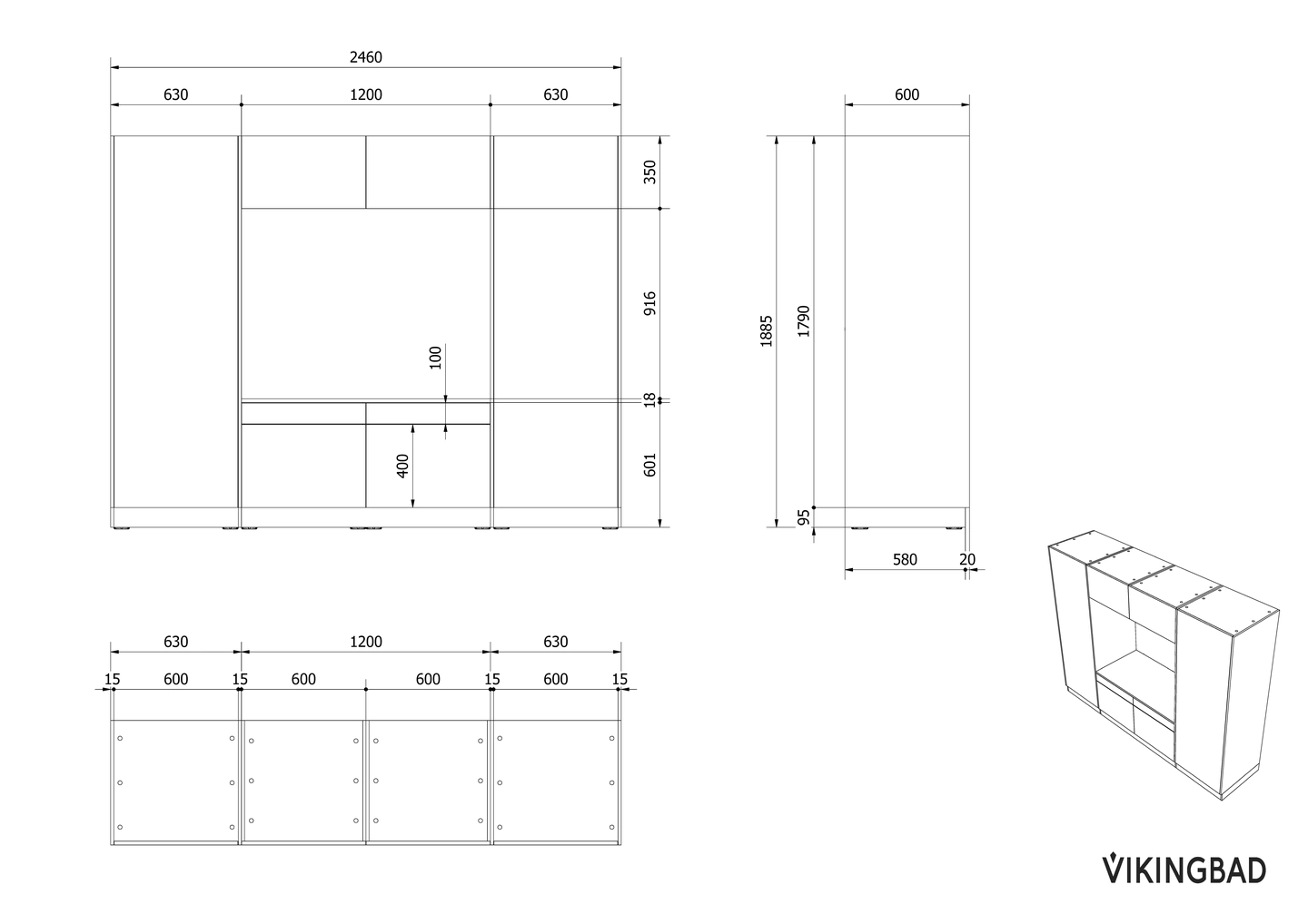Høyskap x2 og dbl vaskemaskinmodul FAY - Bilde 2